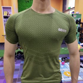 Men's Elastic Leisure Running Equipment Exercise T-shirt (Specification: Army Green/2XL)