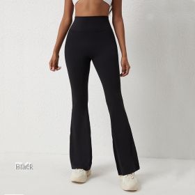 High Waisted Hip Lifting Tight Pants And Wide Leg Fitness Pants (Color: Black, size: medium)