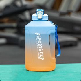 Extra Large Capacity  Cup With Straw Fitness Sports Water Bottle Fitness Big Bottles (Specification: Gradient Blue/2.3L/Straw)