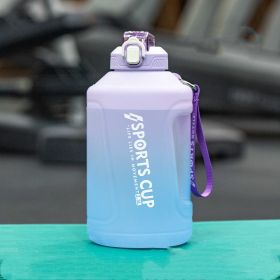 Extra Large Capacity  Cup With Straw Fitness Sports Water Bottle Fitness Big Bottles (Specification: Gradient Purple/2.3L/Straw)