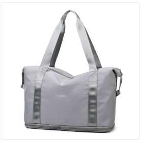 Foldable Large Capacity Women Gym Bags Shoulder Bag Women Training Travel Handle Handbag Yoga Sport Crossbody Tote Bag Women (Specification: Grey no cloth label)