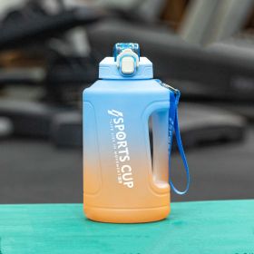 Extra Large Capacity  Cup With Straw Fitness Sports Water Bottle Fitness Big Bottles (Specification: Gradient Blue/1.5L/Straw)