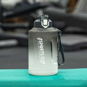 Extra Large Capacity  Cup With Straw Fitness Sports Water Bottle Fitness Big Bottles (Specification: Gradient Black/1.5L/Straw)