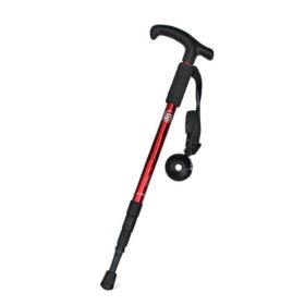 Four-Section Curved Handle Trekking Pole for Camping (Type: Walking Sticks, Color: Red)
