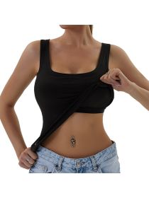 Womens Tank Tops with Built in Bras Yoga Workout Sports Activewear (Color: Black, size: L)