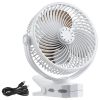 Portable Clip Fan, Rechargeable Clip On Fan, USB Port with 3 Speeds & Circulation Mode, Strong Airflow Sturdy Clamp, Long Runtime for Desk, Golf Cart