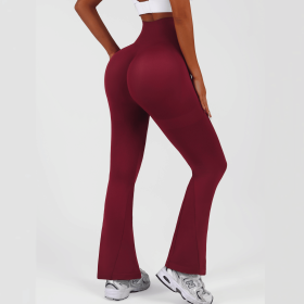 Womens Flared Yoga Pants, High Waisted Flare Leggings Bottom Bootcut Yoga Pants (Color: Wine Red, size: S)