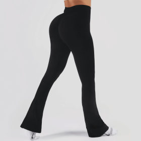 Womens Flared Yoga Pants, High Waisted Flare Leggings Bottom Bootcut Yoga Pants (Color: Black, size: M)