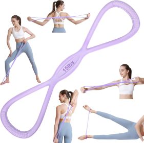 Figure 8 Resistance Band: Resistance Bands with Handles for Working Out - 8 Shaped Resistance Bands for Women - Exercise Bands for Arms - Fullbody Yog (Color: 15lbs Purple)