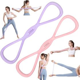 Figure 8 Resistance Band: Resistance Bands with Handles for Working Out - 8 Shaped Resistance Bands for Women - Exercise Bands for Arms - Fullbody Yog (Color: 15lbs Pink+25lbs Purple)