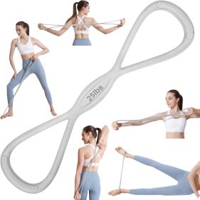 Figure 8 Resistance Band: Resistance Bands with Handles for Working Out - 8 Shaped Resistance Bands for Women - Exercise Bands for Arms - Fullbody Yog (Color: 25lbs Grey)