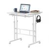 Dual Desktop Height Adjustable Rolling Desk with Wheels, Treadmill Desk for Walking Pad
