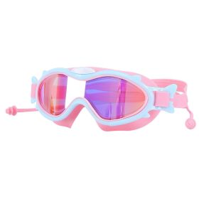 Kids Swim Goggles With Ear Plugs UV Protection Anti-Fog Leak Proof Wide View Pool Swimming Goggles For Youth Boys Girls Aged 3-16 Years Old Summer Bea (Color: Pink_Blue)