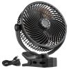 Portable Clip Fan, Rechargeable Clip On Fan, USB Port with 3 Speeds & Circulation Mode, Strong Airflow Sturdy Clamp, Long Runtime for Desk, Golf Cart