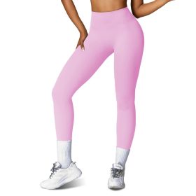 Women's High Waist Workout Leggings Tummy Control Compression Yoga Tight Pants Gym Pants Athletic Running Leggings with 25In Inseam No Front Seam (Color: 2PcPink+1PcBlack, size: M)