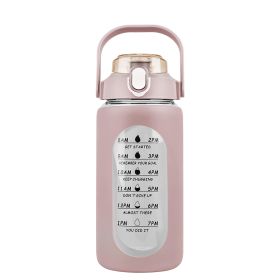64Oz Glass Water Bottle Sports Water Bottle Motivational Water Bottle Water Intake Tracker Bottle with Straw Time Marker Silicone Sleeve Handle for Gy (Color: Coffee, size: 32oz)