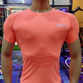 Men's Elastic Leisure Running Equipment Exercise T-shirt (Specification: Orange/2XL)