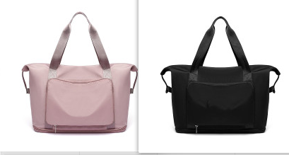 Foldable Large Capacity Women Gym Bags Shoulder Bag Women Training Travel Handle Handbag Yoga Sport Crossbody Tote Bag Women (Specification: Black no cloth label set1)