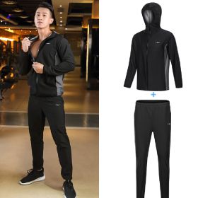 Gym Training Large Sweat Top (Specification: Black grey/Top and pants/XL)