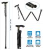 Travel Folding Trekking Hiking Pole,Collapsible Cane Adjustable Walking Stick Portable Mobility Aid for Women Men Hikers Gift,Black