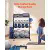 Yoga Mat Storage Rack, Home Gym Workout Equipment Organizer, Powder Coated Finish Steel Yoga Mat Holder with Hooks & Wheels, Weight Rack for Dumbbell