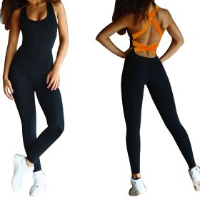Women Sports YOGA Workout Gym Fitness Jumpsuit (Color: Orange, size: 2X Large)