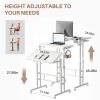 Dual Desktop Height Adjustable Rolling Desk with Wheels, Treadmill Desk for Walking Pad