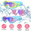 Kids Swim Goggles With Ear Plugs UV Protection Anti-Fog Leak Proof Wide View Pool Swimming Goggles For Youth Boys Girls Aged 3-16 Years Old Summer Bea