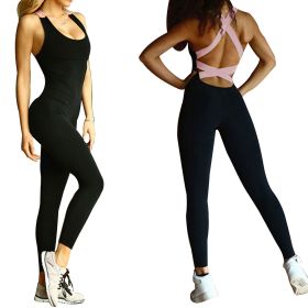 Women Sports YOGA Workout Gym Fitness Jumpsuit (Color: Pink, size: 2X Large)