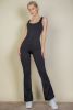 Solid Flare Leg Sports Jumpsuit