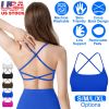 Fresh Fab Finds Women's Cross Back Sports Bra, Open Back, Thin Straps, Low Impact