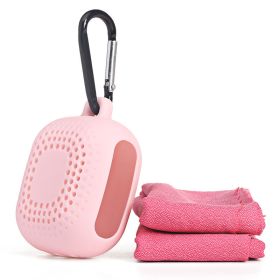 Quick-drying Towel Sweat-absorbent Gym Cold Towel Outdoor Sports Towel Mini Travel Portable Silicone Suit (Specification: Pink and silicone sleeve)