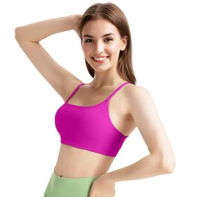 Women's Cross Back Padded Sports Bra with Removable Pads for Yoga, Gym & Running (Color: Rose Red, size: S)
