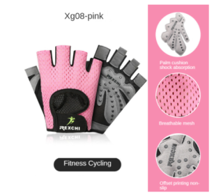 Dumbbell Equipment Horizontal Bar Half-finger Non-slip Exercise Pull-up Fitness Gloves (Specification: XG08 pink/L)