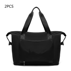 Foldable Large Capacity Women Gym Bags Shoulder Bag Women Training Travel Handle Handbag Yoga Sport Crossbody Tote Bag Women (Specification: Black no cloth label X2)