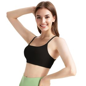 Women's Cross Back Padded Sports Bra with Removable Pads for Yoga, Gym & Running (Color: Black, size: S)