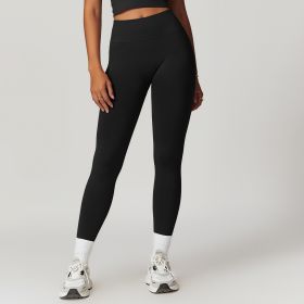 European And American Tight High Waist Hip Raise Yoga Pants (Color: Advanced Black, size: small)