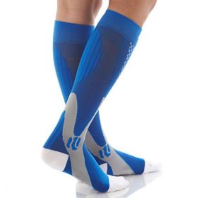 Compression Socks For Men&Women Best Graduated Athletic Fit For Running Flight Travel Boost Stamina Circulation&Recovery Socks (Color: Blue, size: XXL)