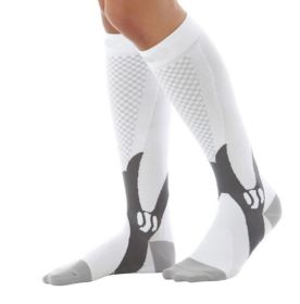 Compression Socks For Men&Women Best Graduated Athletic Fit For Running Flight Travel Boost Stamina Circulation&Recovery Socks (Color: White, size: S M)