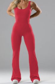 Slim Fit Hip Raise Jumpsuit Sexy Backless Exercise Yoga Clothes (Specification: XL/Red)