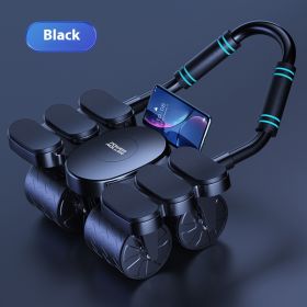 Four-wheel Abdominal Wheel Automatic Rebound Abdominal Muscle Training Firm Abs Thin Belly AB Roller Sports Fitness Equipment (Specification: Black)
