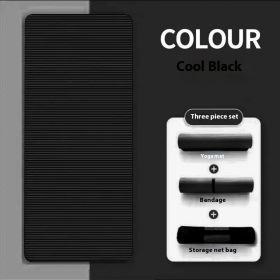 Yoga Mat Dance Mat Gymnastic Mat (Specification: Cool Black B Package/185X80CM 10mm)