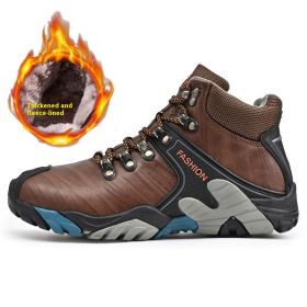 Hiking Shoes, Running Shoes, Non-slip Wear-resistant Outdoor Warm Hiking Shoes (Specification: Coffee with hair/44)