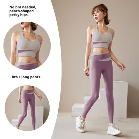 Women's Jacket Trousers Bra Yoga Workout Clothes (Specification: Milky Purple Set/XXL)