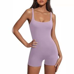 Women's Sleeveless Sling Yoga Jumpsuit (Color: Purple, size: M)