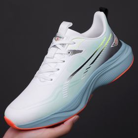Thick-soled Bouncy Comfortable Running Shoes (Specification: White And Green Leather Cover/42)