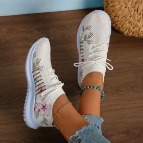 Women's Fashion Casual Mesh Flyknit Running Shoes (Specification: Beige/36)