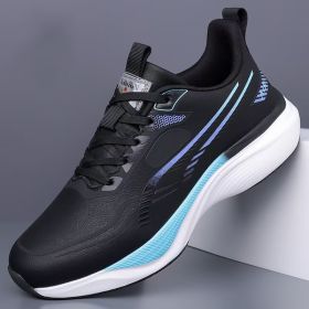 Thick-soled Bouncy Comfortable Running Shoes (Specification: Black Leather/45)