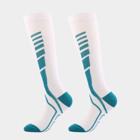 Sports Compression Elastic Long Tube New Compression Stockings (Specification: White Green Gradient/LXL)