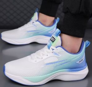 Thick-soled Bouncy Comfortable Running Shoes (Specification: White And Blue Mesh/37)